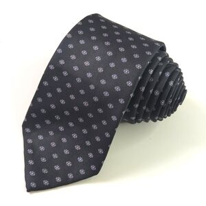 Christian Dior 90's Vintage Classic Floral Printed All Silk Neck Tie Black Blue